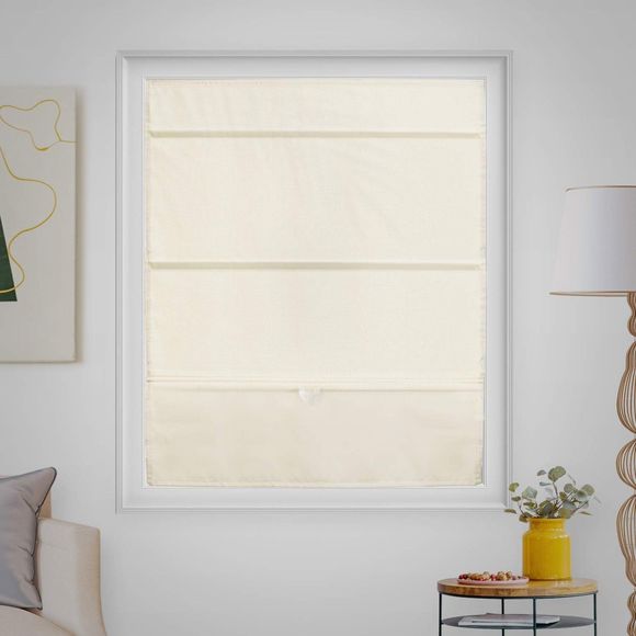 Cordless Linen Look Roman Shade Light Filtering Window Shades Ivory/Cream 27x64" - Picture 2 of 6